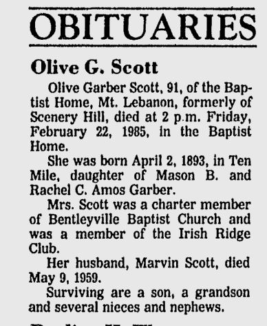 Olive Garber Scott obituary
